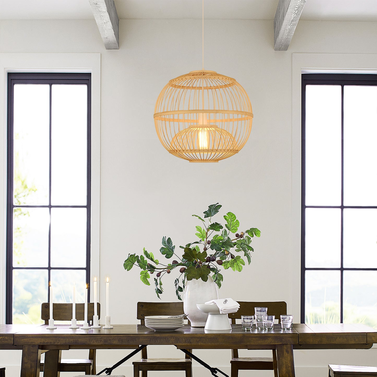Rattan Lantern Chandelier