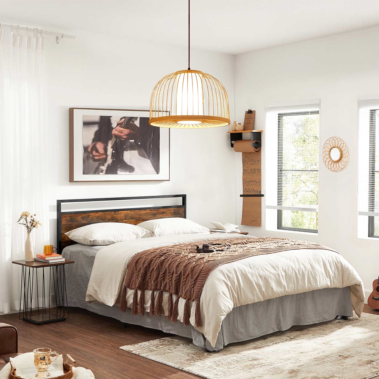 Semi-Circle Rattan Pendant Lamp