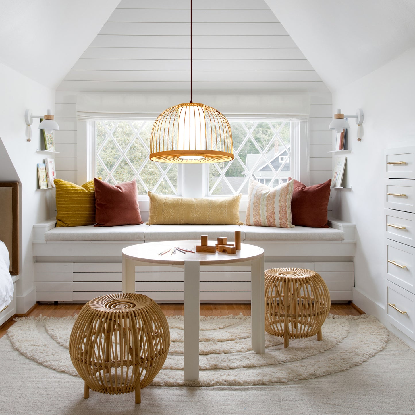 Semi-Circle Rattan Pendant Lamp