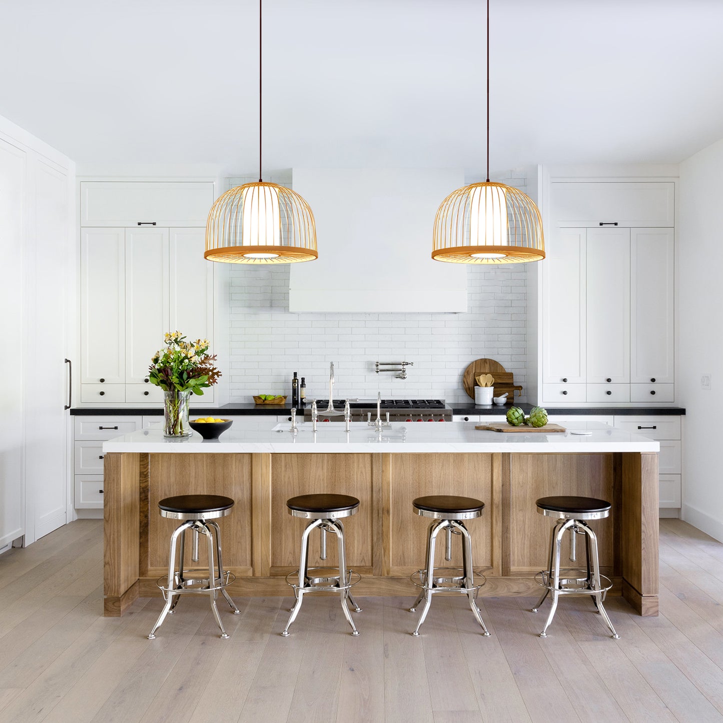Semi-Circle Rattan Pendant Lamp